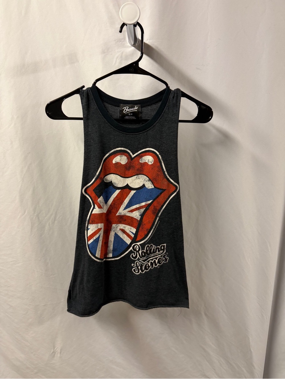 the Rolling Stones Black Kids Tank with Union Jack Tongue Graphic